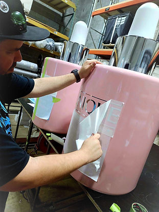 Vinyl installation of chrome decals