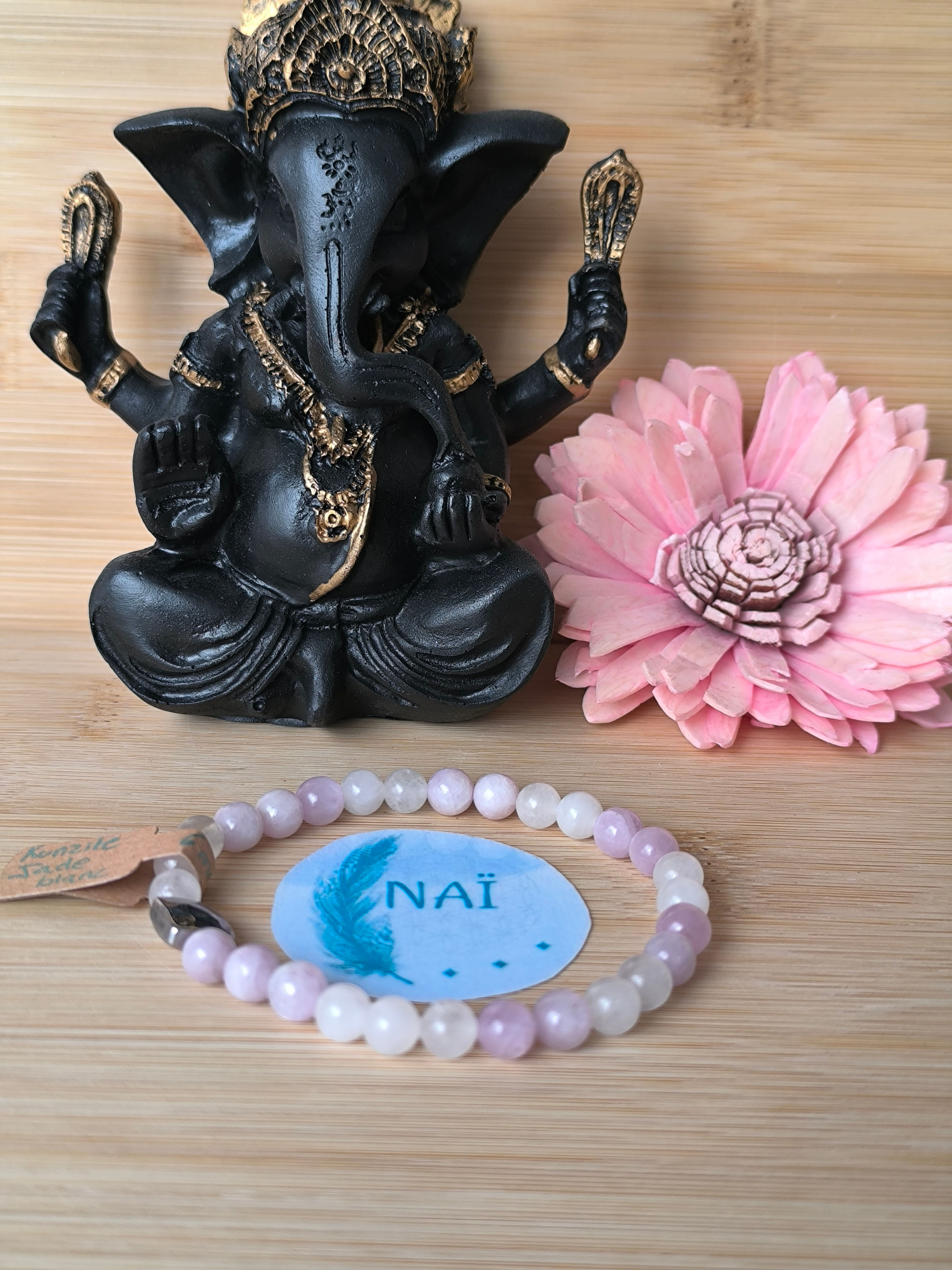 Bracelet Kunzite + Jade Blanc