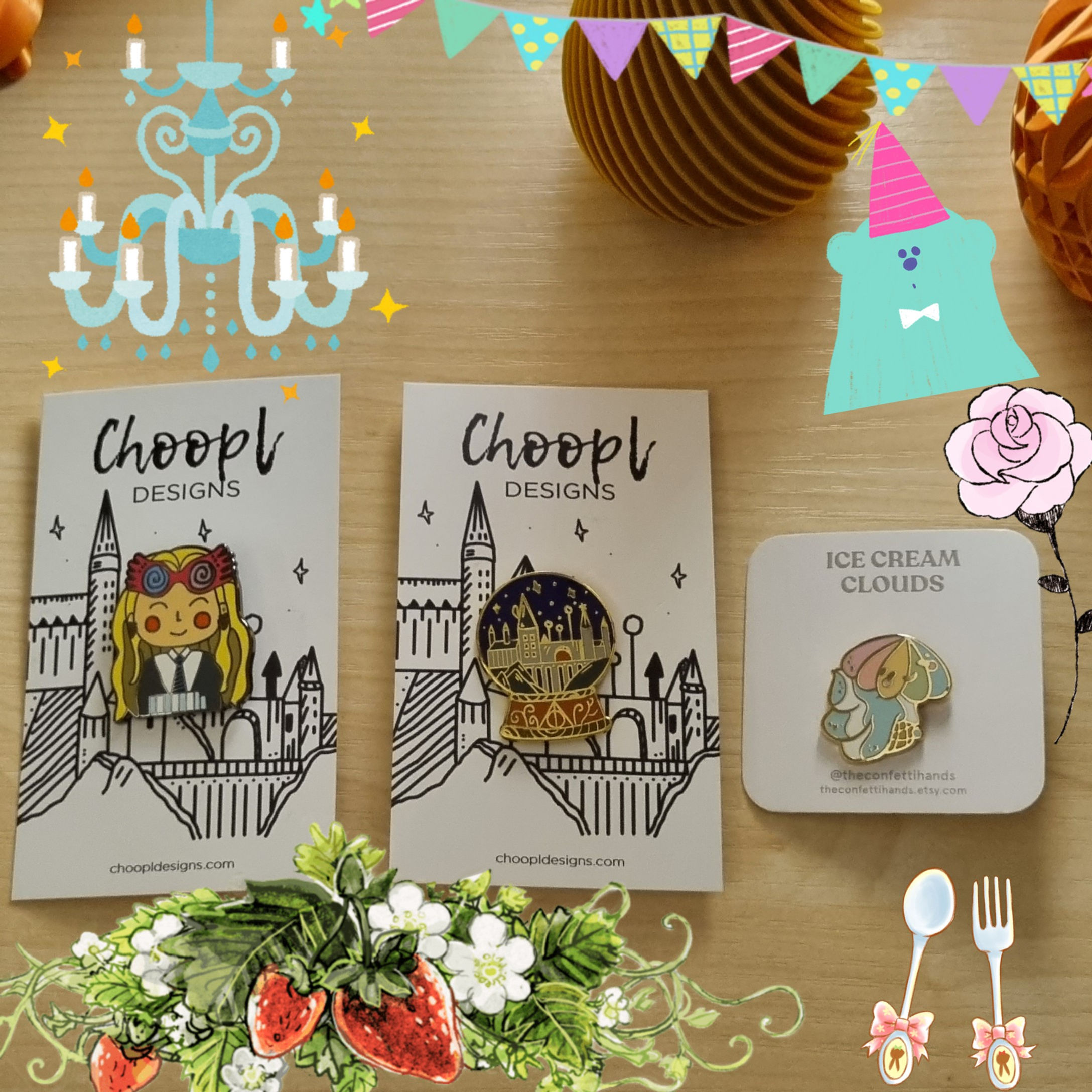 Comic Anime Pins (sold as a set)