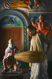 Monk Jayanta Saikia practises his khol a double-sided drum on Majuli - the worlds largest