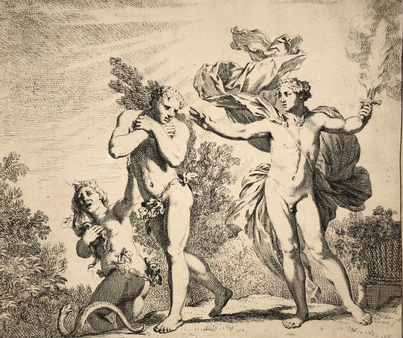 Gérard DE LAIRESSE (1641-1711) Expulsion of Adam and Eve Etching