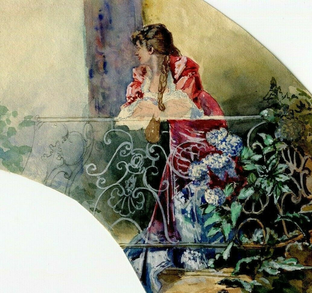 Drawing Woman, Balcony, Project, Fan