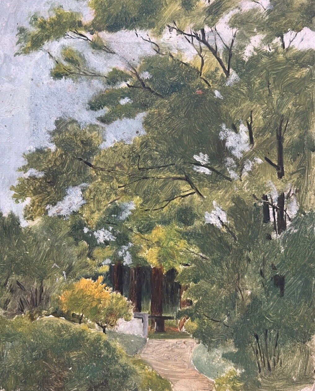 Antique Oil Painting Landscape, Trees, Garden, Nature, Forest