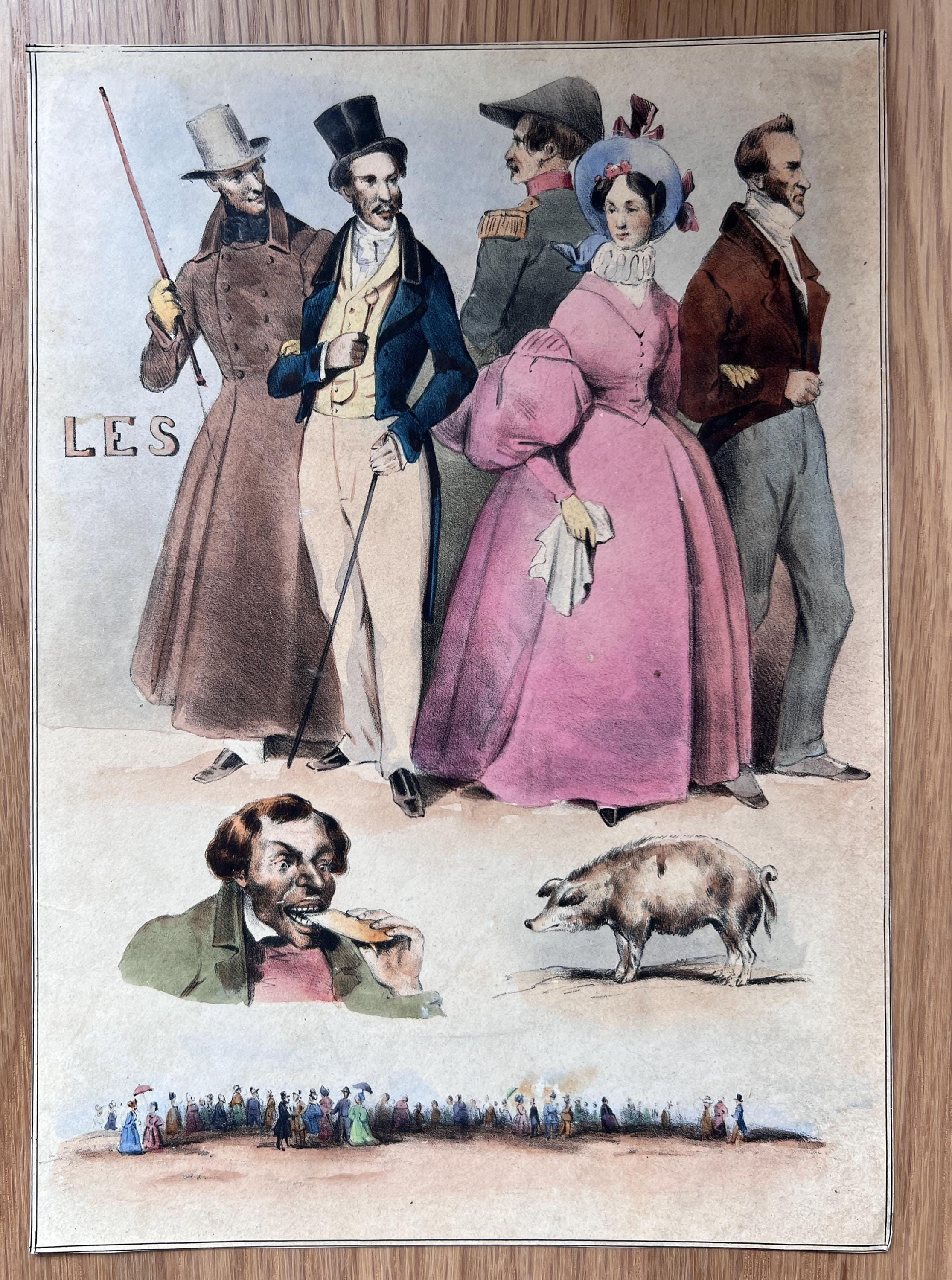 Antique French Romantic Illustration - 19th Century Artwork