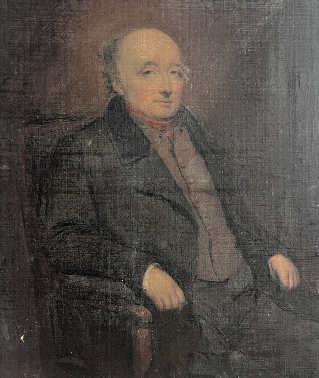 Antique Original Painting Man, Portrait, Businessman 19th