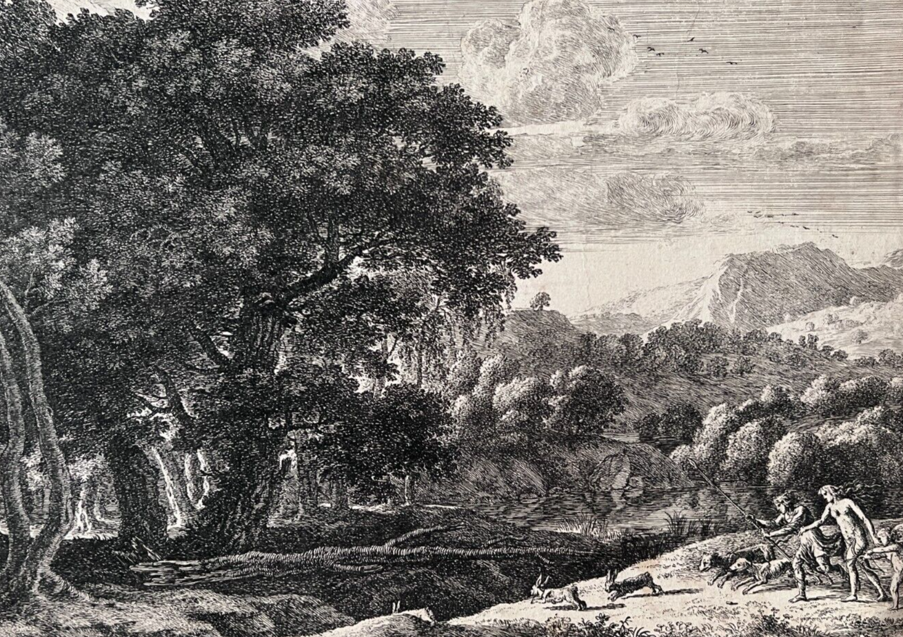 Antique Original Etching Venus Adonis Hunting, Herman Van Swanevelt (1603-1655)