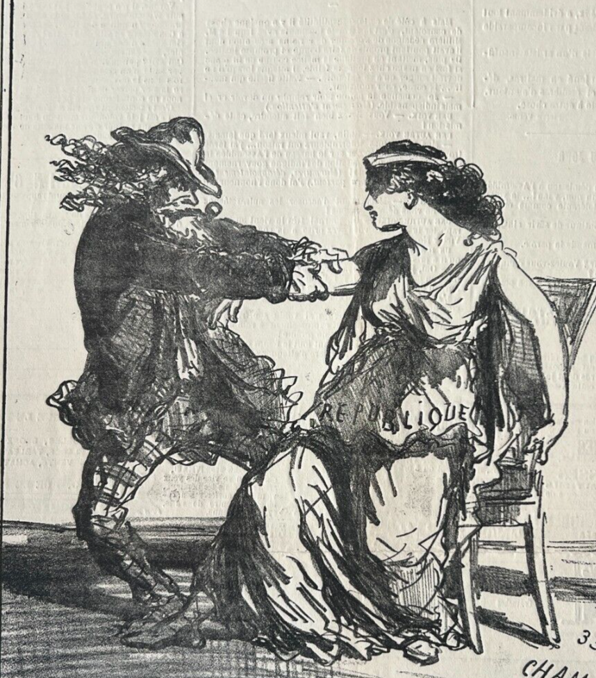 Antique Print 19th century Cham, Laisse moi tranquille, Apres le Siege 1833