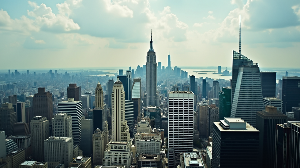 High angle view of a bustling city skyline