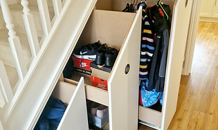 bespoke wooden storage, under stairs storage wooden drawers