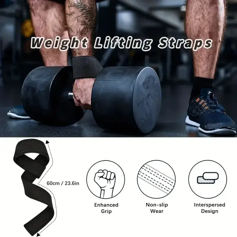 Thumbnail: Weightlifting Wrist Straps Strength Training Adjustable Non-slip Gym Fitness Lif