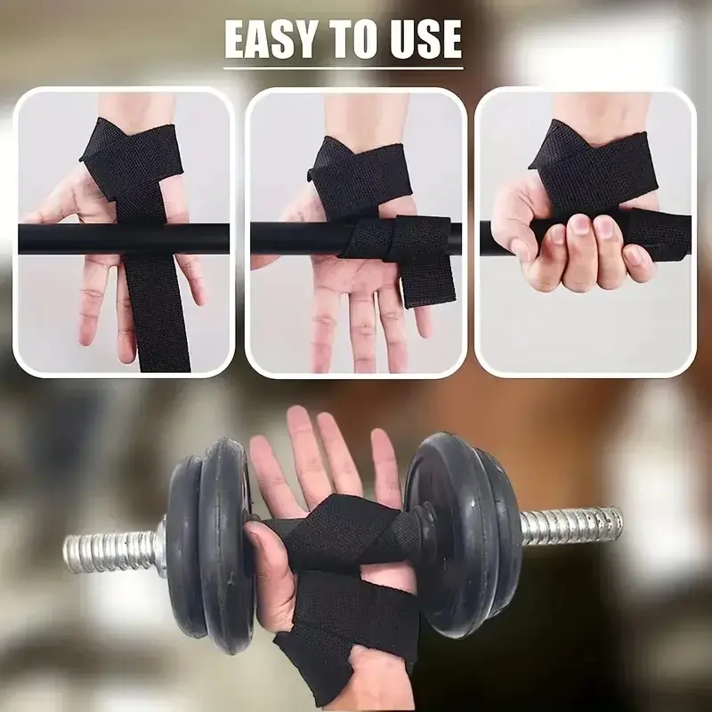 Thumbnail: Weightlifting Wrist Straps Strength Training Adjustable Non-slip Gym Fitness Lif