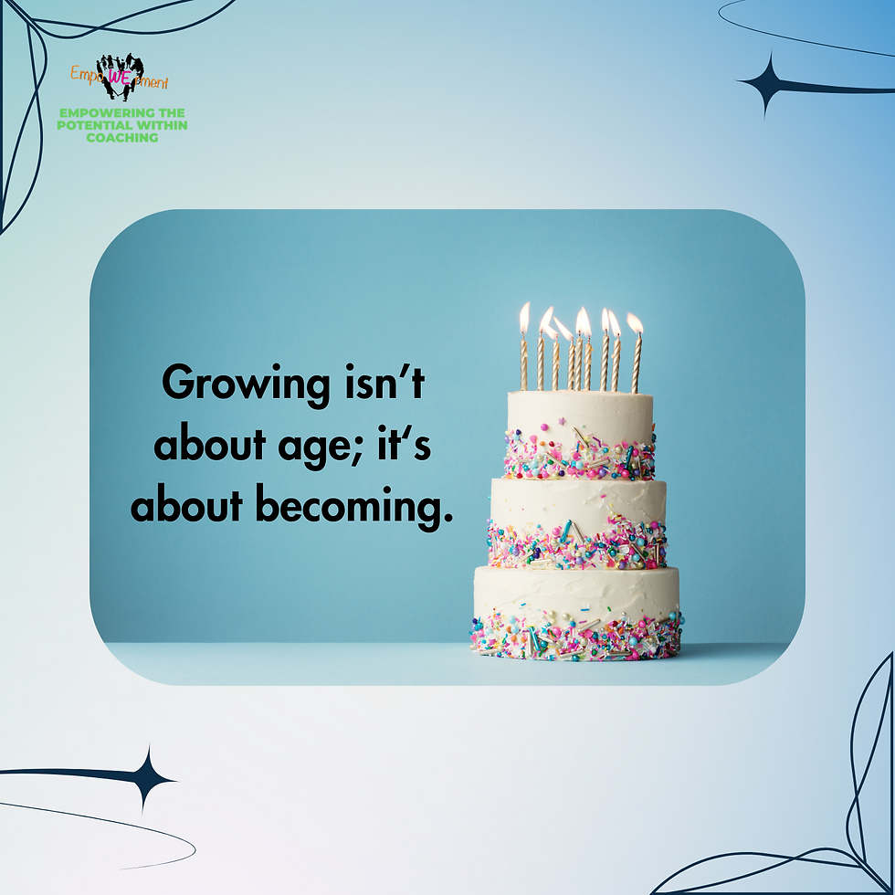 birthday cake; growing isn't about age; it's about becoming