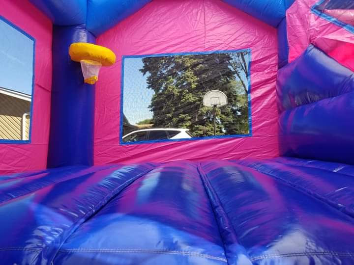 Thumbnail: #14 Jumbo Frozen Double Hoop Bounce House With Slide 