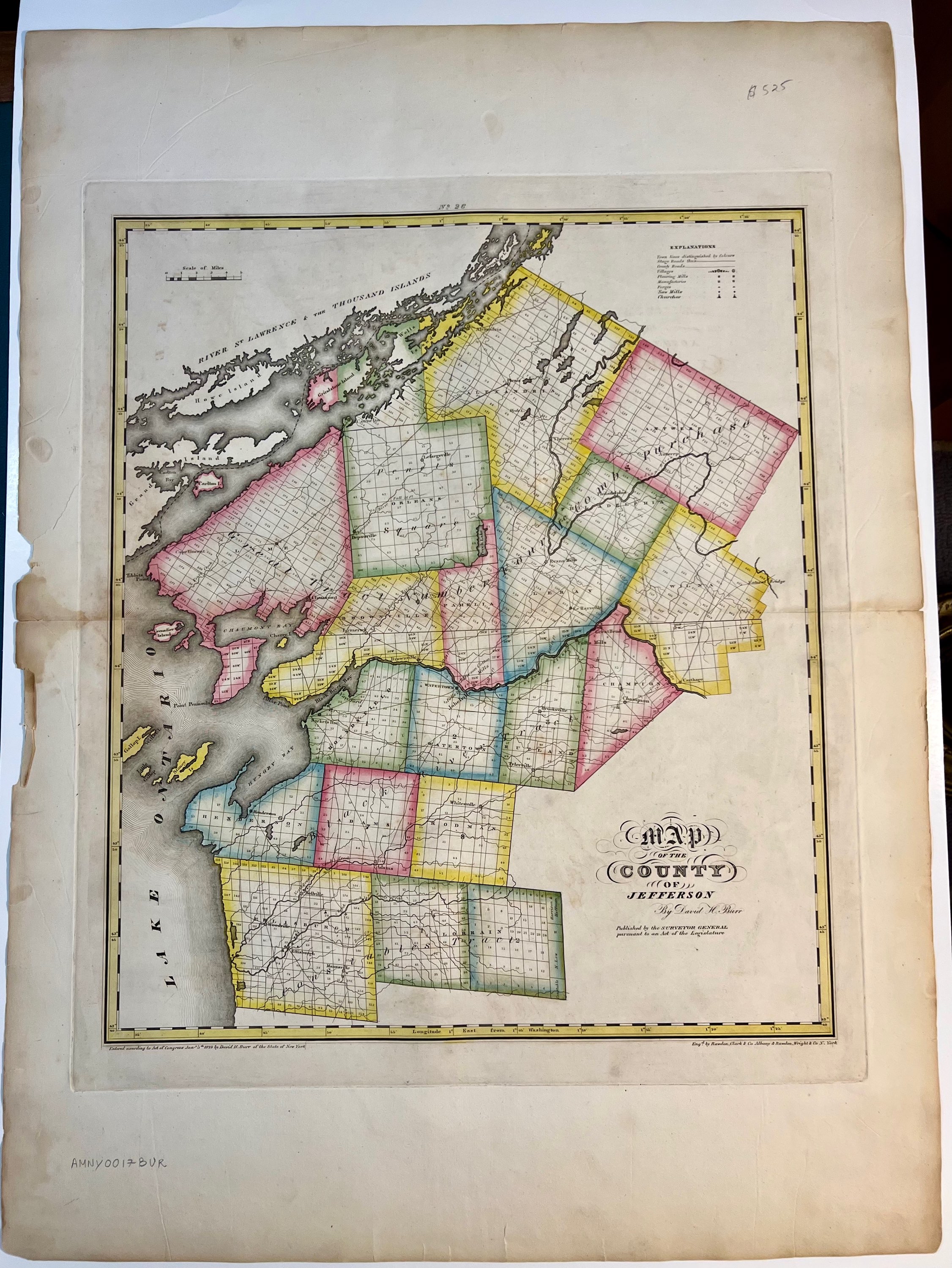 Map of the County of Jefferson, New York by David Burr, 1829