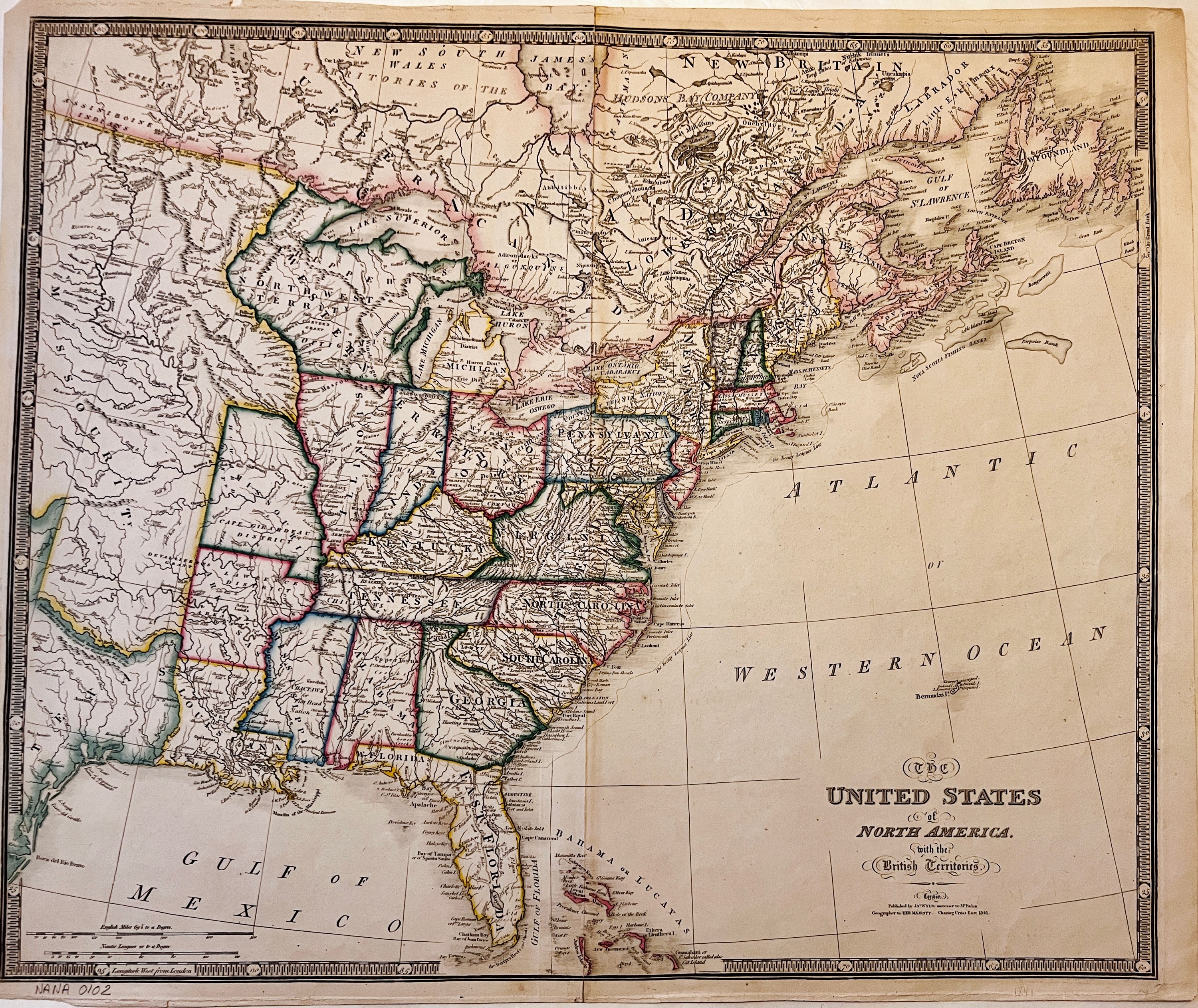 The United States with the British Territories published by JA Wyld 1841