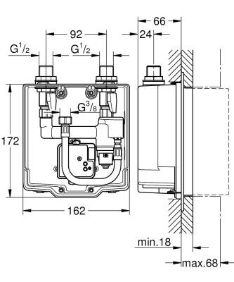 Küçük resim: 36336001 Grohe Euroeco Cosmopolitan E Fotoselli Bataryalar İçin İç Gövde (Çift S