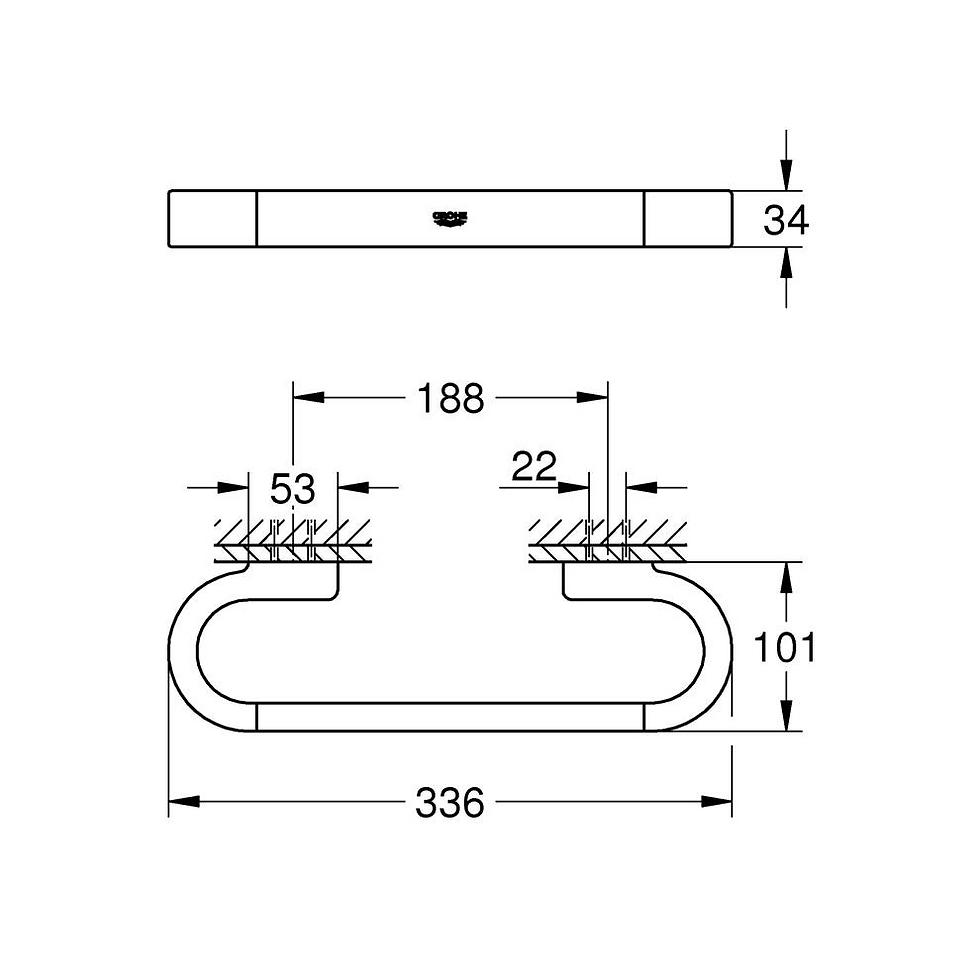 Küçük resim: 41064GN0 Grohe Selection Tutamak/Havluluk, Fırçalı Altın