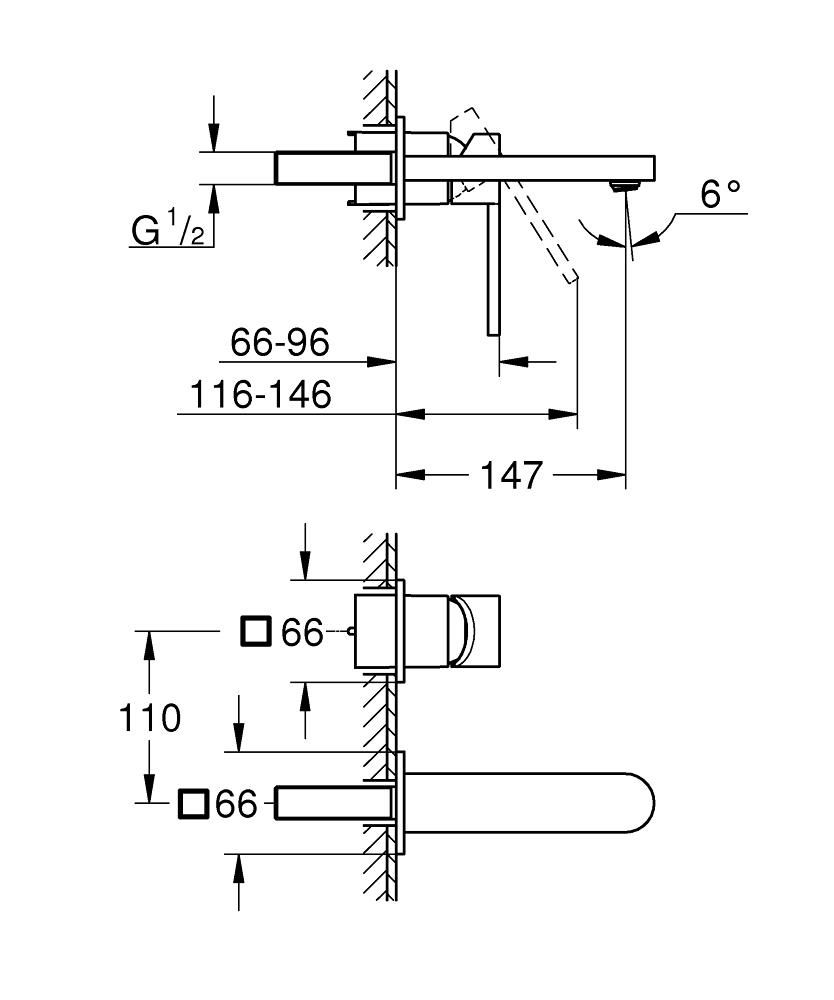 Küçük resim: 29303003 Grohe Plus Ankastre Lavabo Bataryası, (Sıva Üstü Grubu) M-Boy