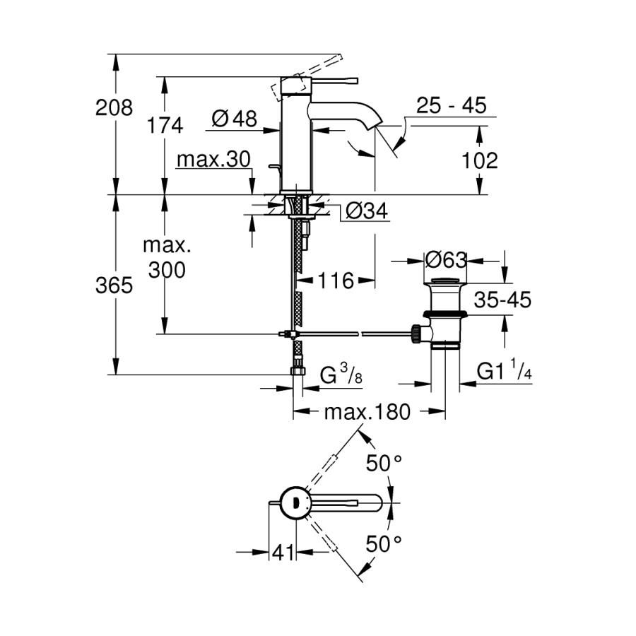 Küçük resim: 24171A01 Grohe Essence New Lavabo Bataryası, Sert Grafit