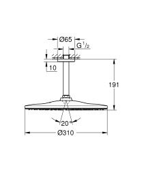 Küçük resim: 22122KF0 Grohe Rainshower Mono 310 Cube Tavandan Tepe Duşu Seti, Hayalet Siyah