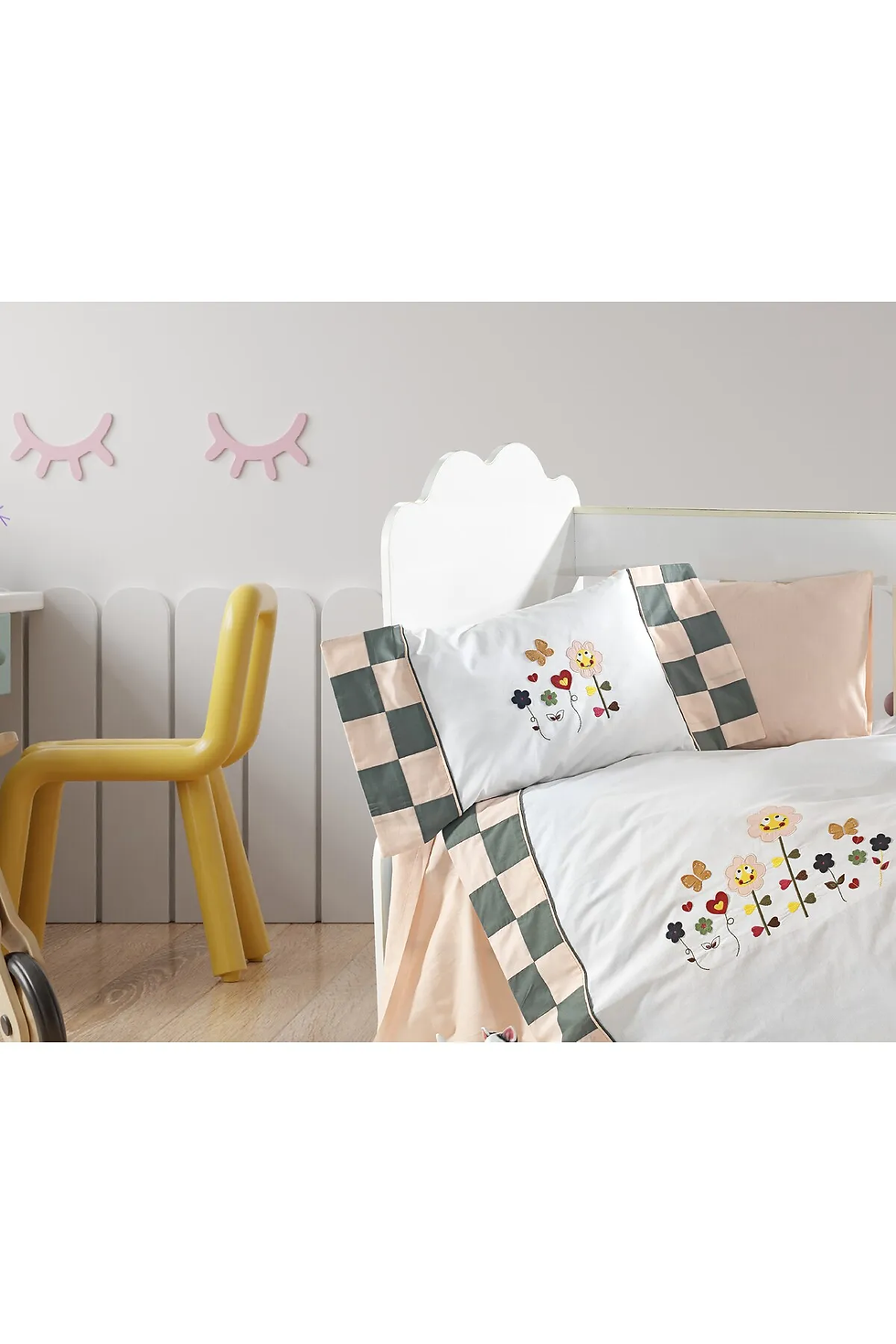 Bebek Nevresim Takımı Premium Seri Nakışlı %100 Pamuk Akfil