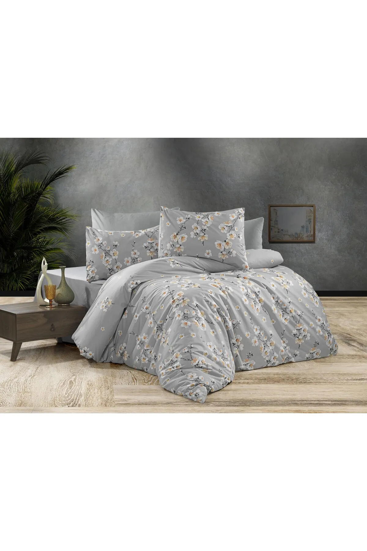 Çarşaflı Çift Kişilik Nevresim Takımı Full Takım %100 Pamuk Poplin Premium Kumaş