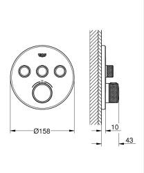 Küçük resim: 29121DA0 Grohe Grohtherm SmartControl Ankastre Termostatik Banyo/Duş Bataryası (