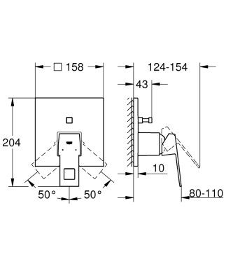 Küçük resim: 24062000 Grohe Eurocube Ankastre Banyo/Duş Bataryası (Sıva Üstü Grubu), 2 Yollu