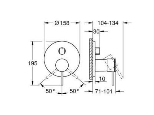Küçük resim: 24356DC0 Grohe Atrio Ankastre Banyo/Duş Bataryası (Sıva Üstü Grubu), 3 Yollu, Pa
