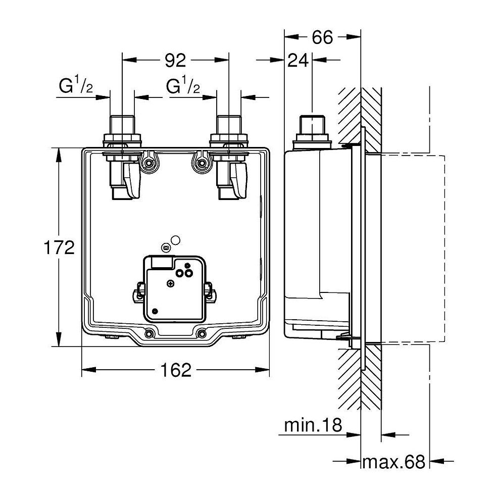 Küçük resim: 36339001 Grohe Eurosmart Cosmopolitan Ankastre Fotoselli Batarya İç Gövde