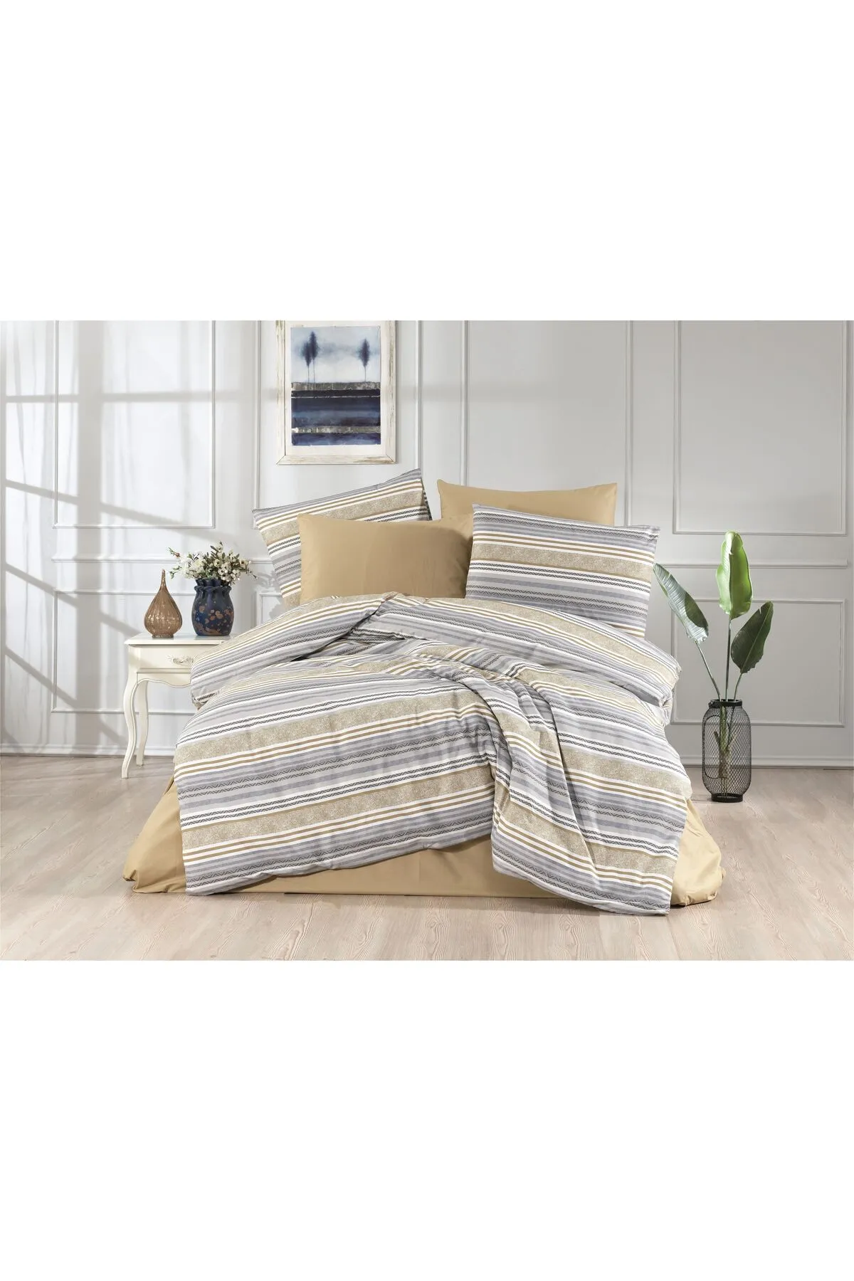Çarşaflı Çift Kişilik Nevresim Takımı Full Takım %100 Pamuk Poplin Premium Kumaş