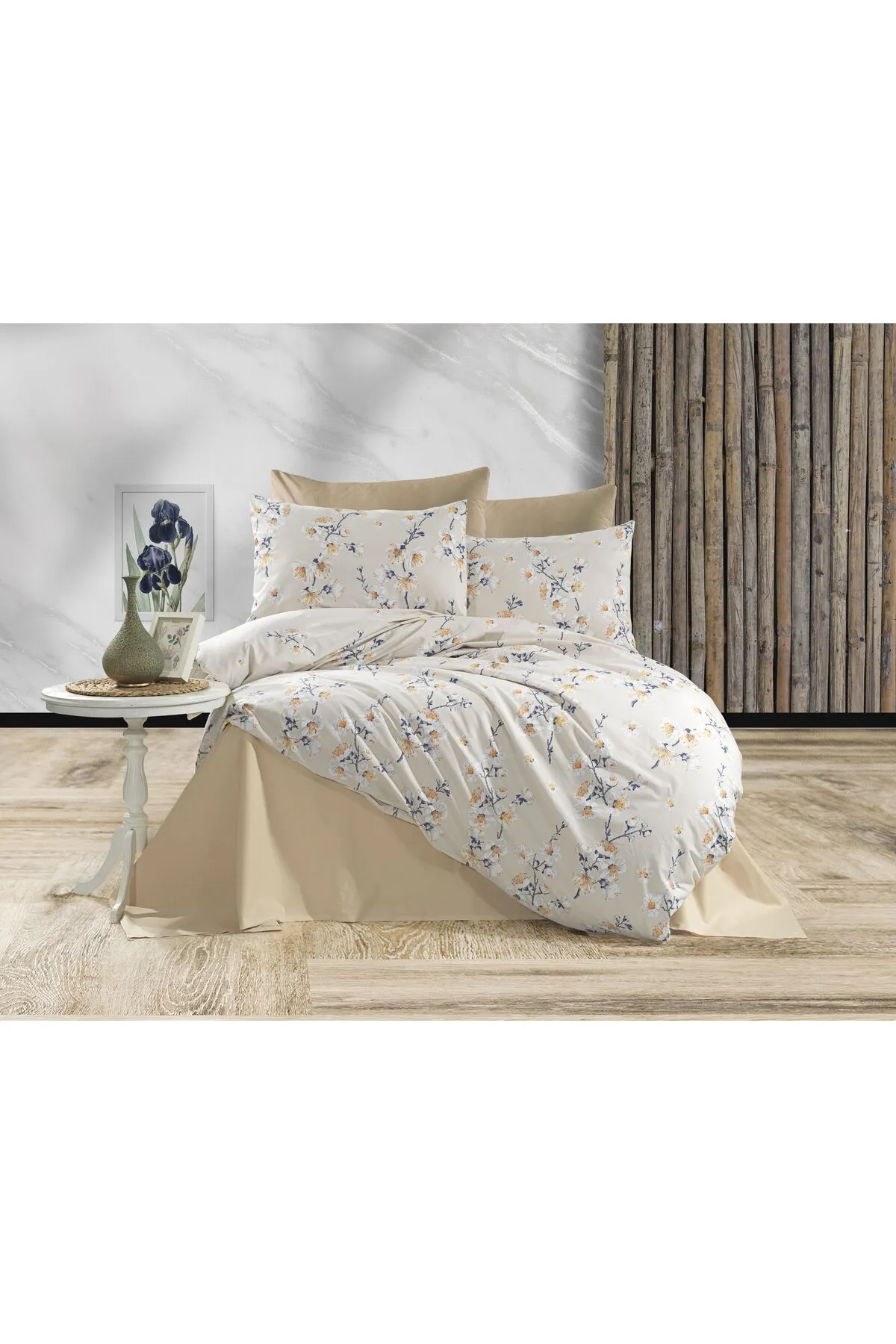 Çarşaflı Çift Kişilik Nevresim Takımı Full Takım %100 Pamuk Poplin Premium Kumaş