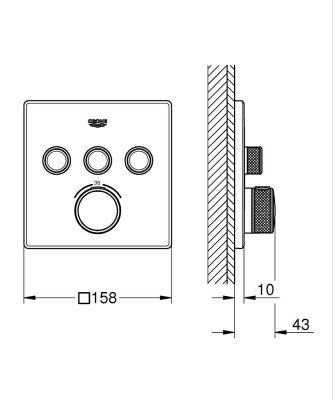 Küçük resim: 29126DL0 Grohe Grohtherm SmartControl Akış Kontrollü Ankastre Termostatik Banyo