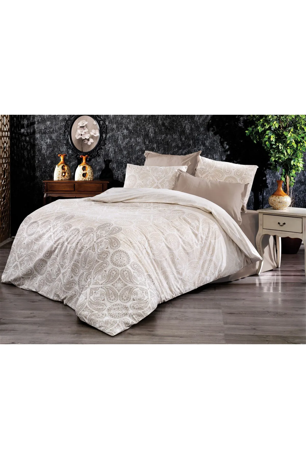 Çarşaflı Çift Kişilik Nevresim Takımı Full Takım %100 Pamuk Poplin Premium Kumaş