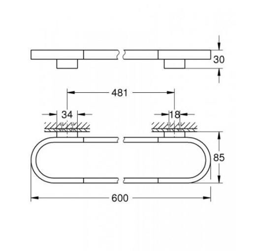 Küçük resim: 41056AL0 Grohe Selection Havluluk, 60 cm, Fırçalı Sert Grafit