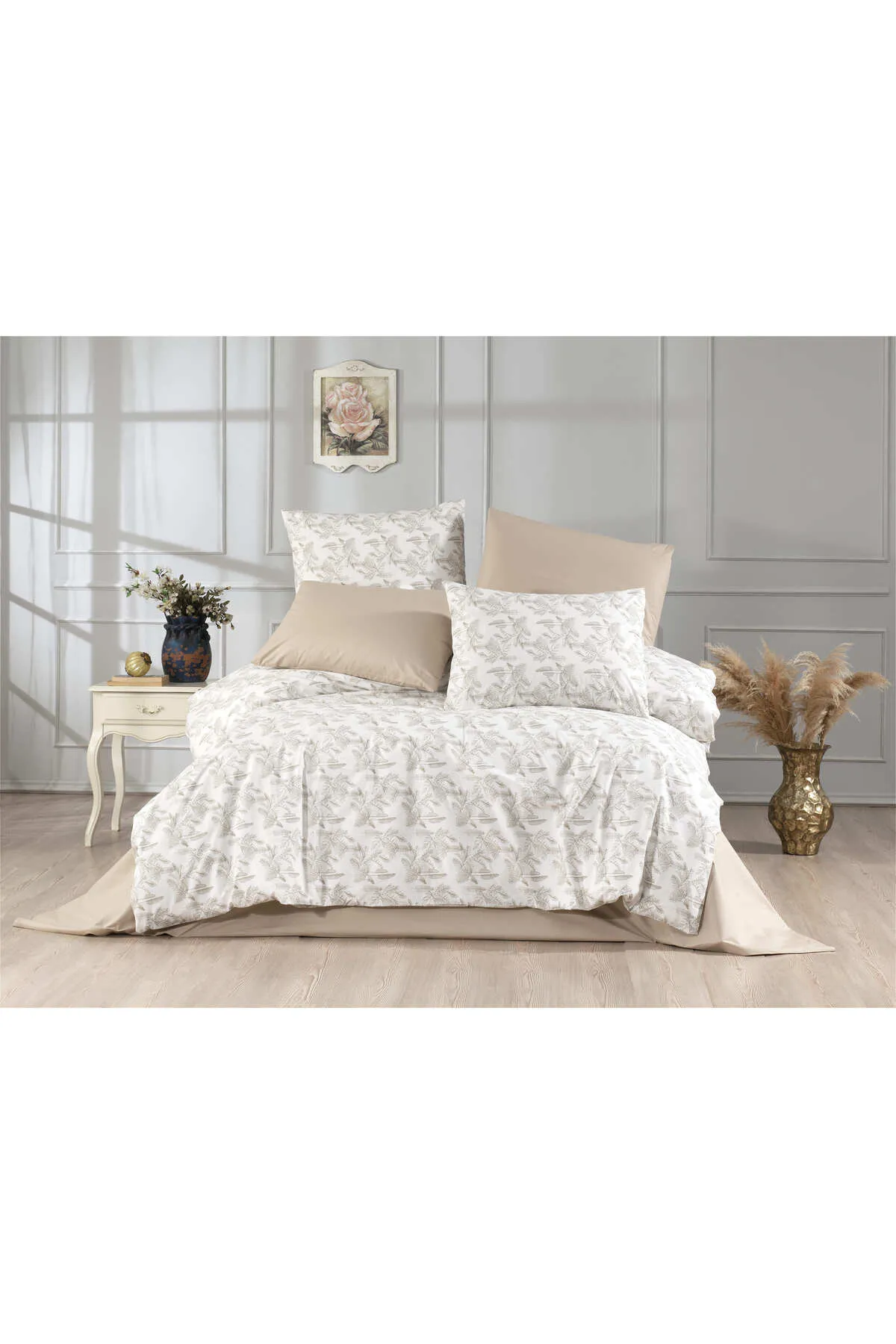 Çarşaflı Çift Kişilik Nevresim Takımı Full Takım %100 Pamuk Poplin Premium Kumaş