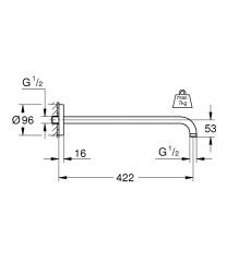 Küçük resim: 26146000 Grohe Rainshower Duş Başlığı Kolu, 422 mm