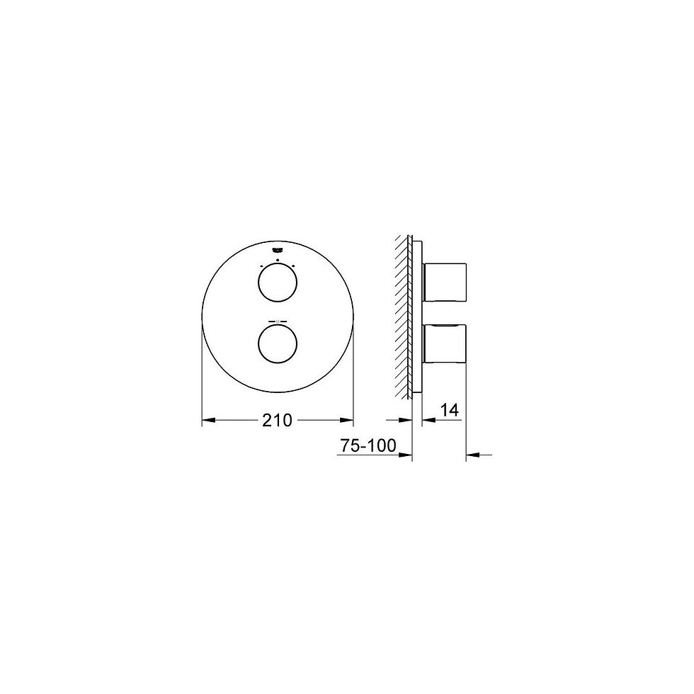 Küçük resim: 19468BE0 Grohe Grohtherm 3000 C Termostatik Ankastre Banyo/Duş Bataryası (Sıva Ü