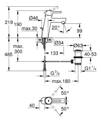 Küçük resim: 23450001 Grohe Concetto Sifon Kumandalı Lavabo Bataryası