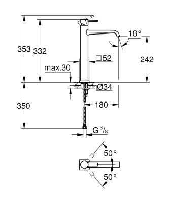 Küçük resim: 23403000 Grohe Allure Tezgah Üstü Lavabo Bataryası