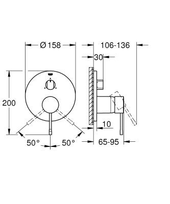 Küçük resim: Grohe Essence Ankastre Banyo/Duş Bataryası (Sıva Üstü Grubu), 3 Yollu, Altın