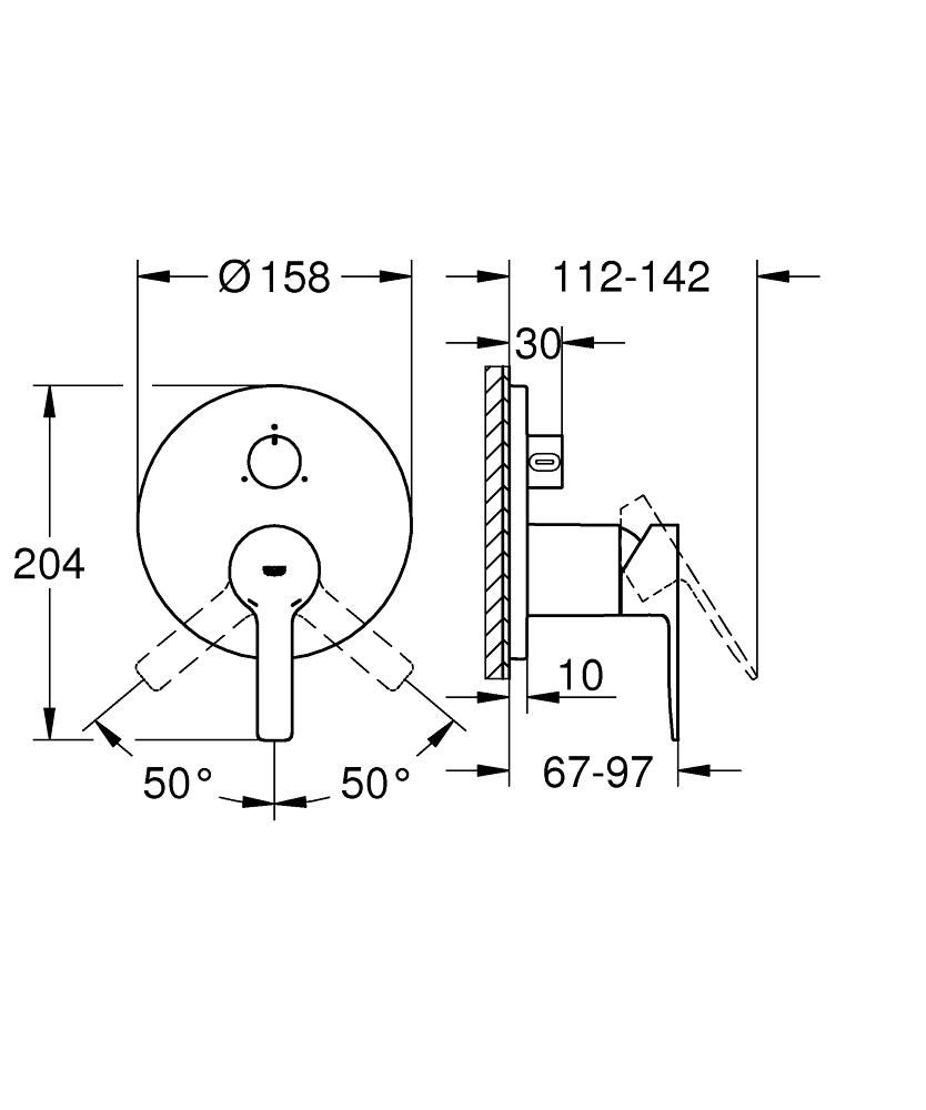 Küçük resim: 24095001 Grohe Lineare Ankastre Banyo/Duş Bataryası (Sıva Üstü Grubu), 3 Yollu