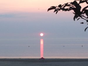 Race morning sunrise over Lake Michigan.