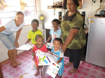 Along with food parcels, I was able to bring colouring pencils and pads for the children