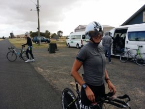 The Orica Greenedge boys a little more appropriately dressed for the weather...or they are just soft?!
