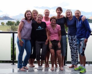 Hanging out post race, having a lot of fun and laughs with Francine and her work colleagues who had all raced the half in teams. Not a bad view either.