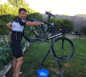 A surprise but much welcomed sight. Arriving to go for a ride the day after the race, to find Paul cleaning my bike! What a legend!