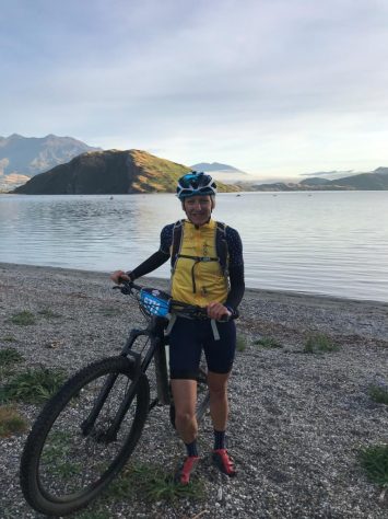 Looking all the part! ha ha! A stunning morning at Glendhu Bay for the start of Motatapu 47km Mountain Bike event