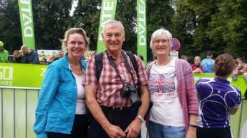 My wonderful homestay Cornelia, acting as guide to my parents in navigating around on their bikes on race day.