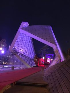 A pretty cool finish line, running under this water fountain/waterfall